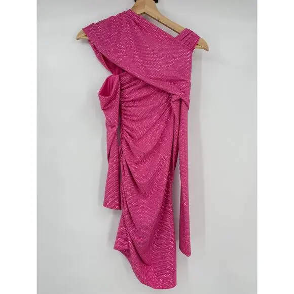 Cult GaiaNicole Dress in Dragonfruit Cut Out Asymmetrical Mini Dress XS